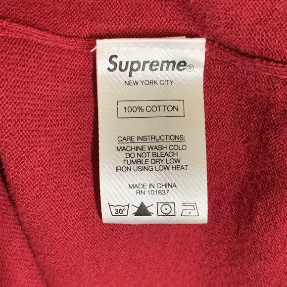 Supreme Knit Polo Shirt Men's L Burgundy Red 100% Cotton Short Sleeve - Picture 6 of 8